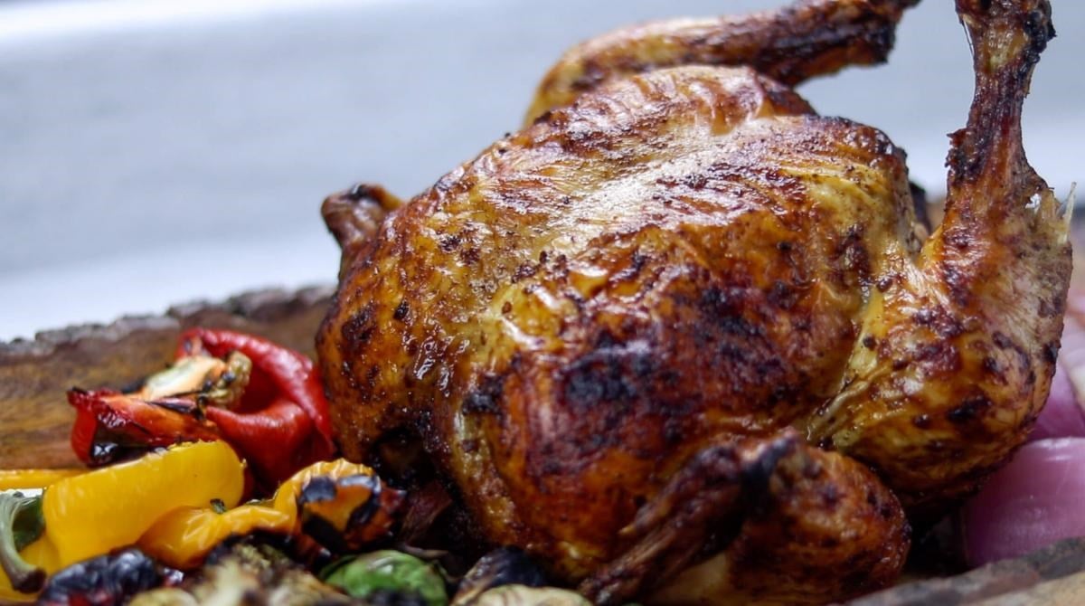 Bourbon Molasses Whole-Grilled Chicken