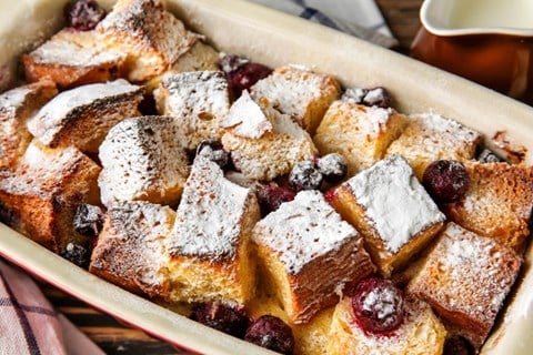 Chocolate Chip and Cherry Bread Pudding