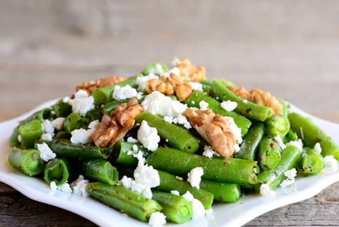 Grilled Green Beans with Feta 