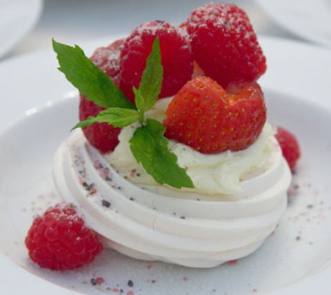 Baked Meringues with Fresh  Berries and Cream