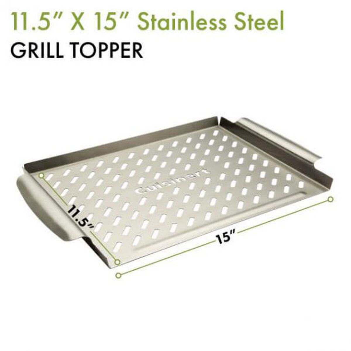11.5" X 15" Stainless Steel Grill Topper - With Raised Handles 3