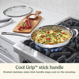 PureClad&trade; Triple-Ply 12" Stainless Steel Skillet with Helper Handle and Cover 7