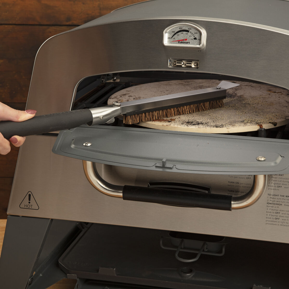 Cuisinart Pizza Oven Stone 21&rdquo; Cleaning Brush with Heat Resistant Natural Fiber Bristles&rdquo; 4
