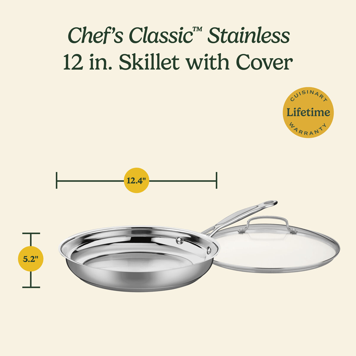 Chef's Classic&trade; Stainless 12" Skillet with Cover 5