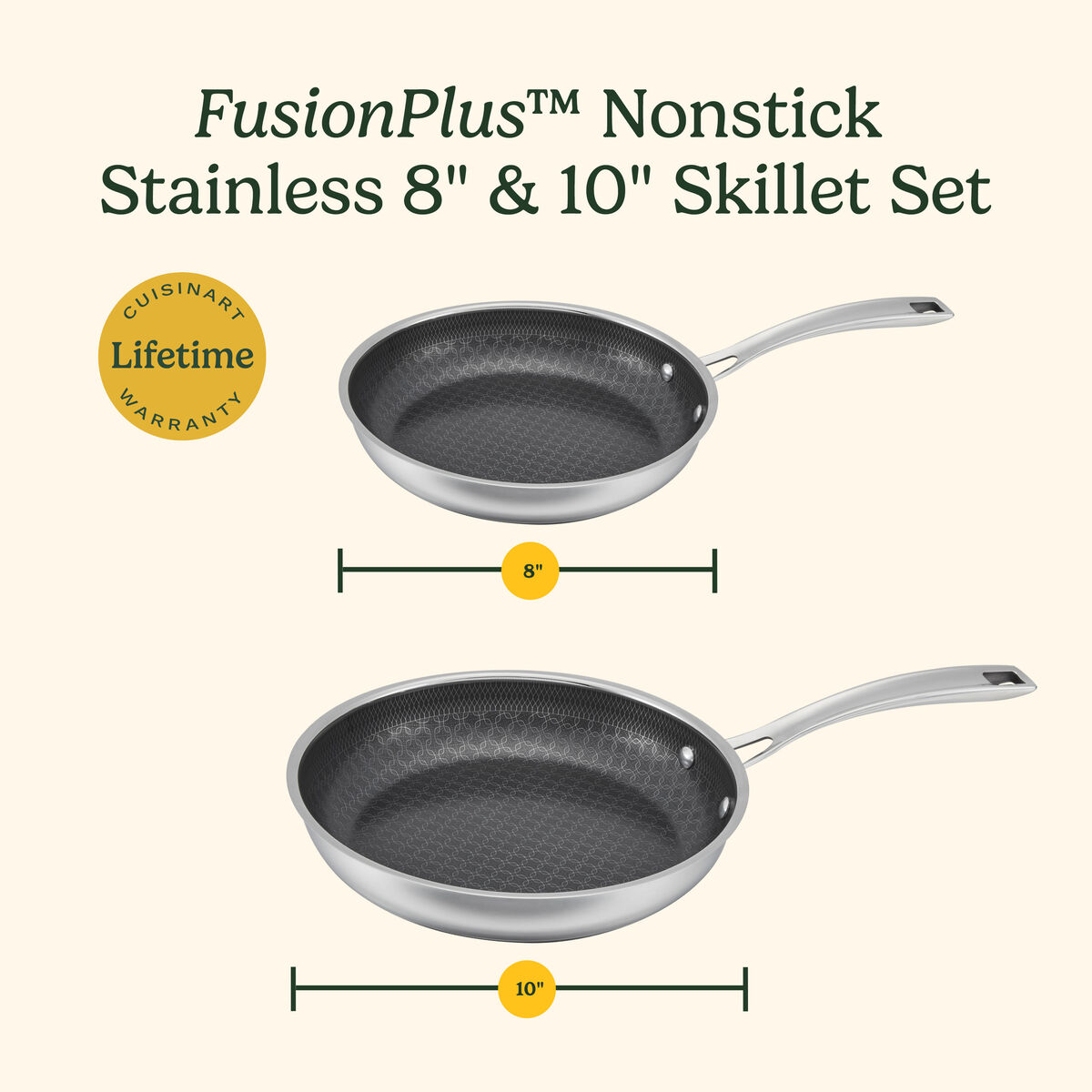 FusionPlus&reg; Hybrid Stainless Steel 2-Pk Skillets (8" & 10") 9
