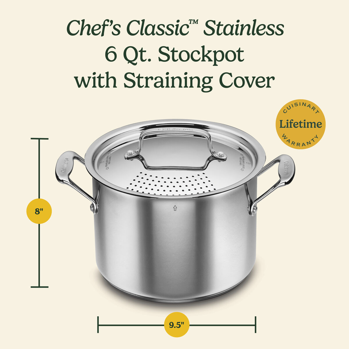 Chef's Classic&trade; 6 Quart Stockpot with Straining Cover