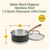 Discontinued Matte Black Elegance 1.5qt Saucepan with Cover 9