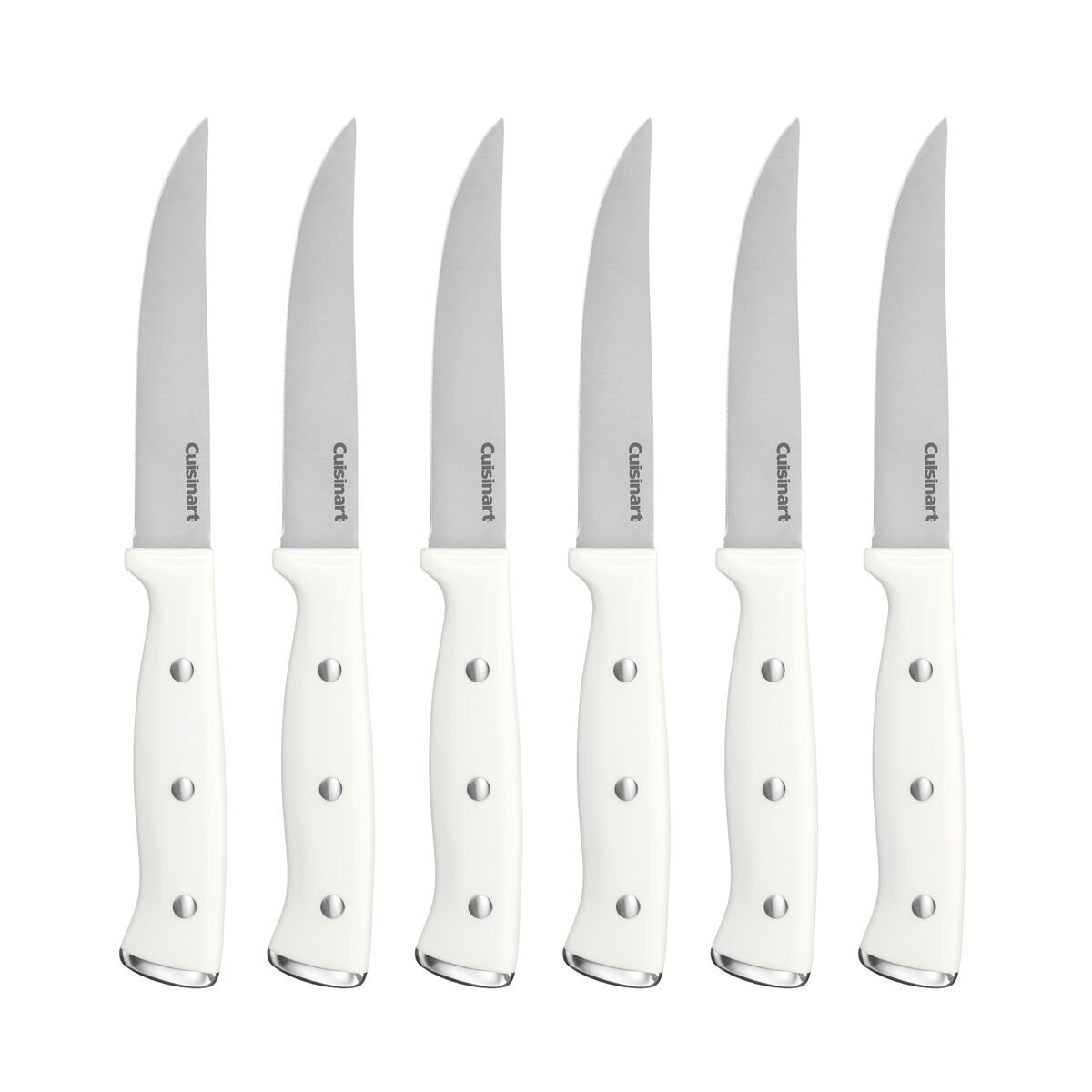 6pc White Triple Rivet Steak Knife Set 1