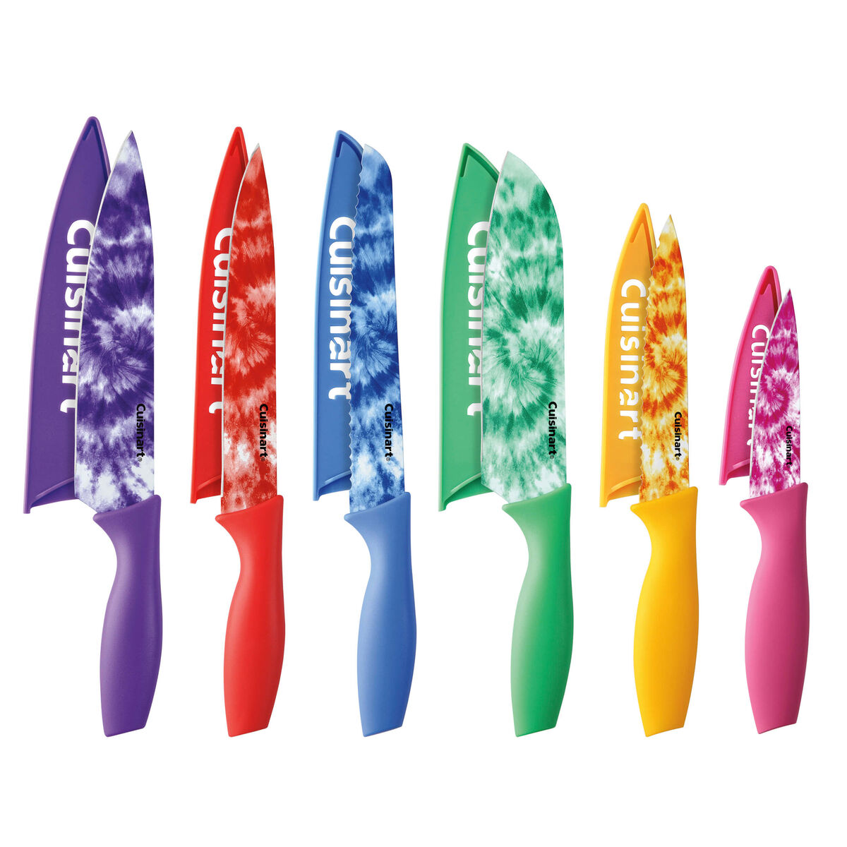 Discontinued 12 Piece Tie Die Color Knife Set with Blade Guards 1