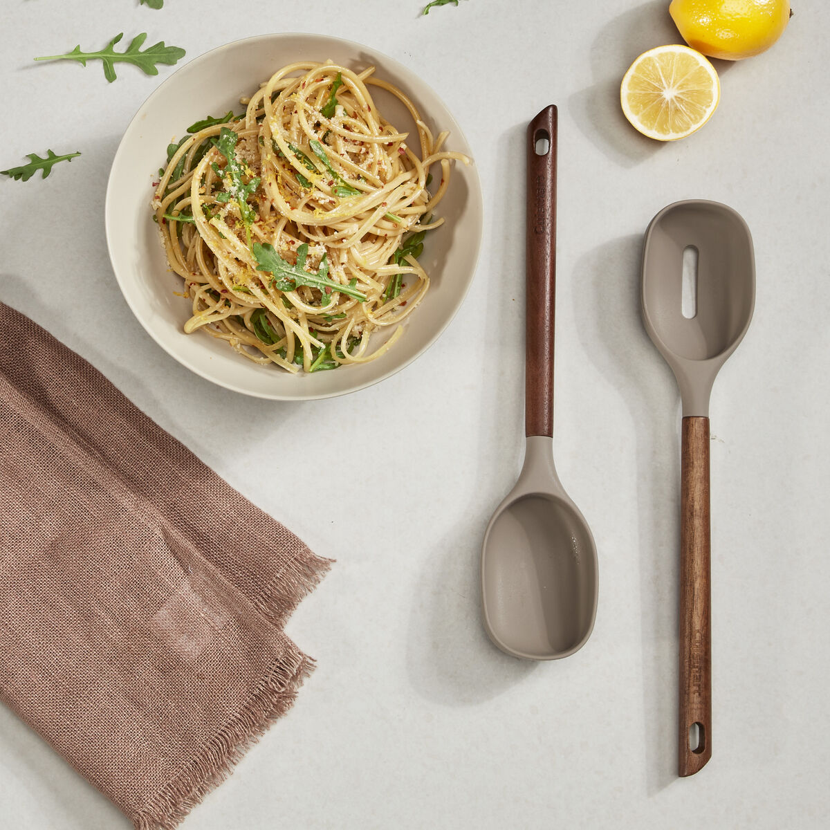 Acacia Fusion Slotted Spoon & Solid Spoon Set 2