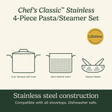 Chef's Classic&trade; Stainless 12 Quart Pasta/Steamer 4 Piece Set