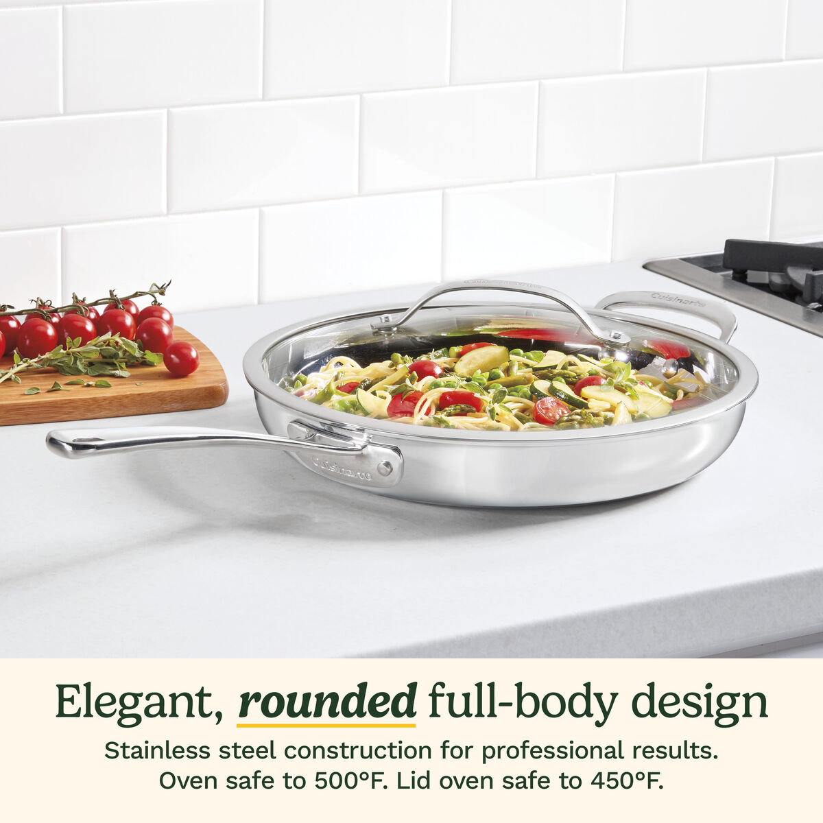 PureClad&trade; Triple-Ply 12" Stainless Steel Skillet with Helper Handle and Cover 4