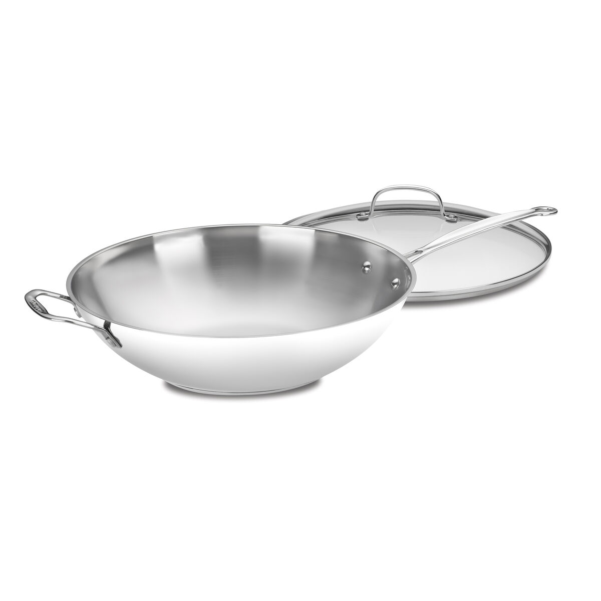 Chef's Classic&trade; Stainless 14" Stir-Fry Pan with Helper Handle & Glass Cover