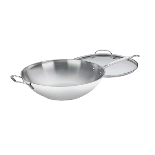 Cast Iron Wok with Stainless Steel Handle 13.5 Inch