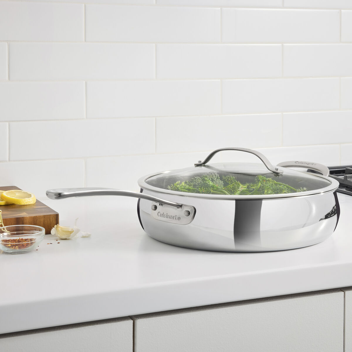 PureClad&trade; Triple-Ply 5.5 Qt. Stainless Steel Saut&eacute; Pan with Helper Handle and Cover 2