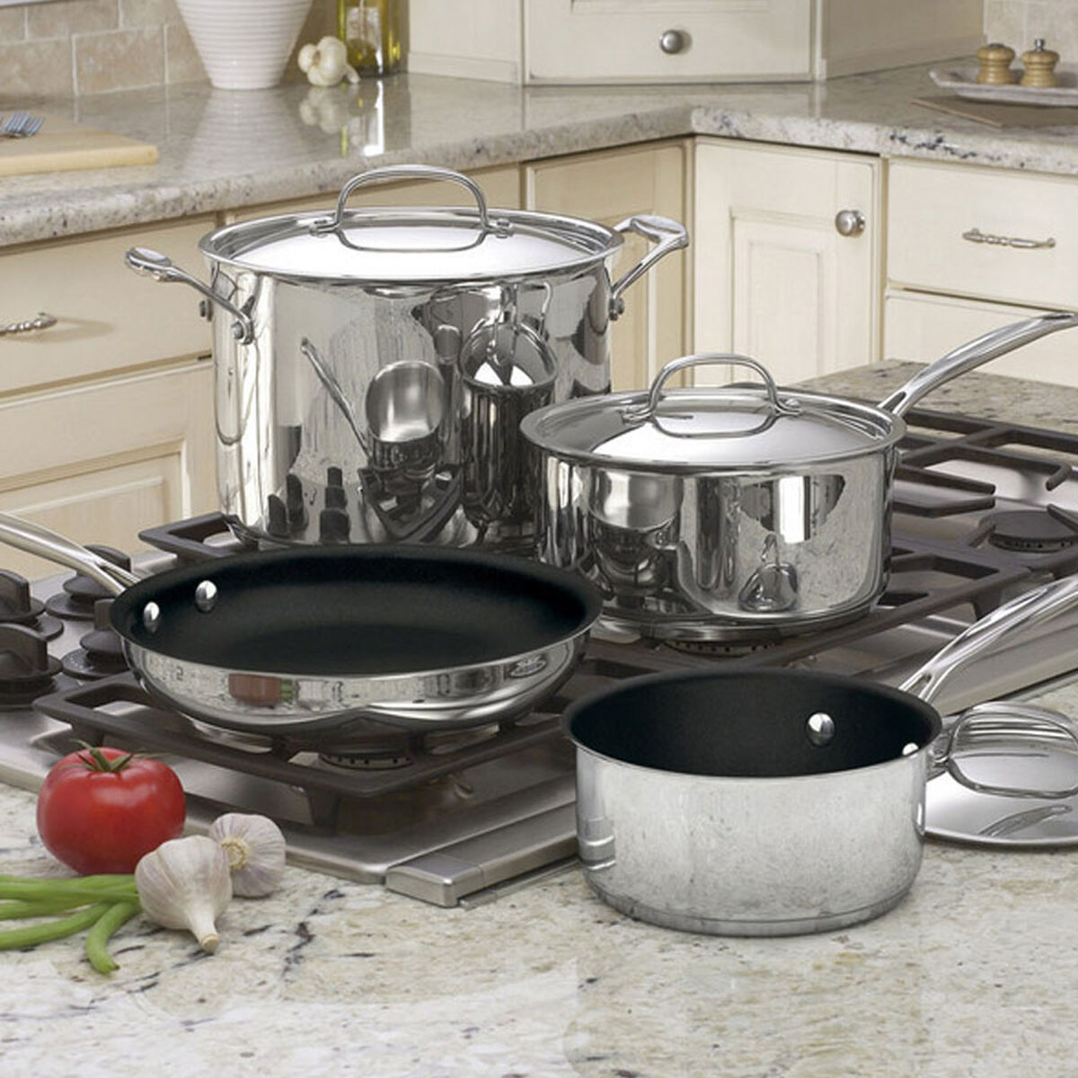 Discontinued Chef's Classic&trade; Nonstick Stainless 7 Piece Set 1