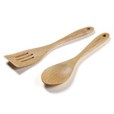 GreenGourmet&reg; Rubberwood 2-Pc Tool Set (Slotted Turner & Solid Spoon) 2