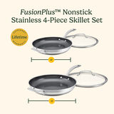 FusionPlus&reg; Hybrid 4pc Skillet Set&ndash; 10&rdquo; with Lid & 12&rdquo; with Lid 9