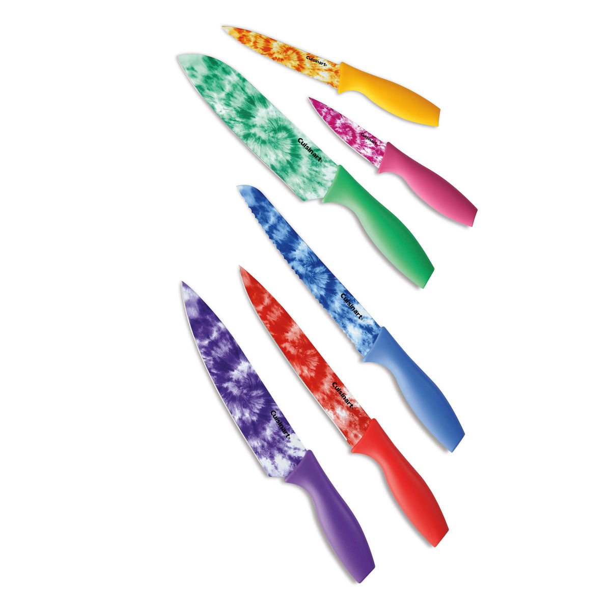 Discontinued 12 Piece Tie Die Color Knife Set with Blade Guards 3