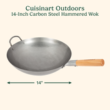 14" Carbon Steel Hammered Wok (Round) 2
