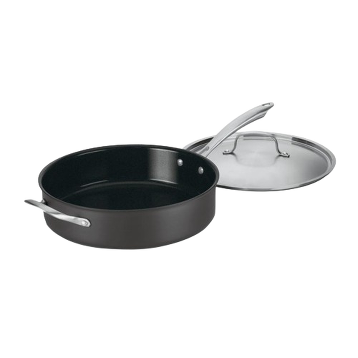 Discontinued GreenGourmet&reg; Hard Anodized Nonstick Eco-Friendly 5.5 Quart Saut&eacute; Pan with Helper Handle & Cover 1