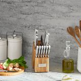 15pc Elite Series Stainless Steel Block Set with Acacia Block