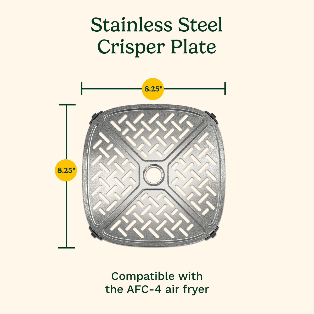 Stainless Steel Crisper Plate for ClearView 4-quart Glass Basket Air Fryer 5