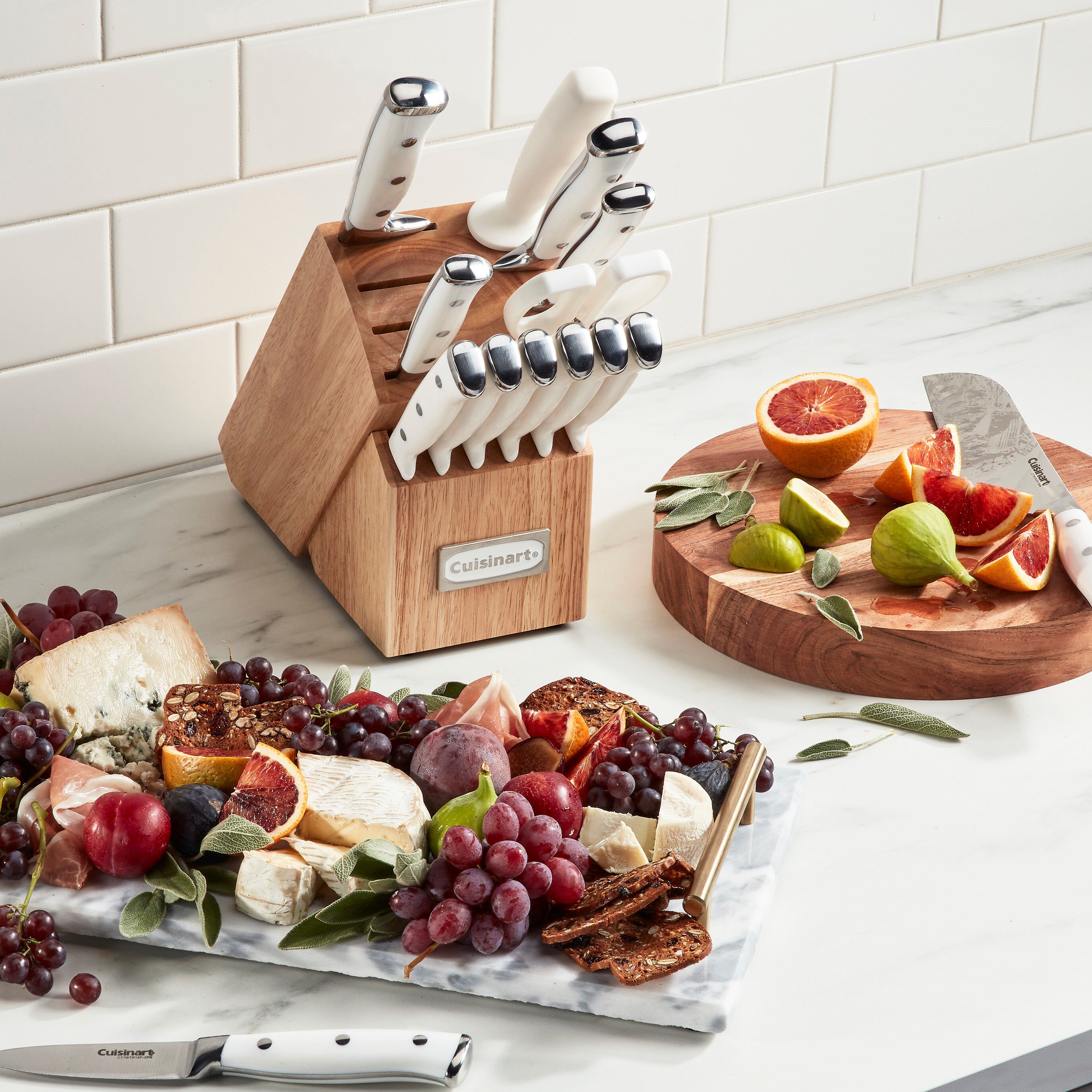 15pc Triple Rivet Knife Block Set (White) |- Cuisinart 15pc Triple Rivet Knife Block Set (White) |- Cuisinart