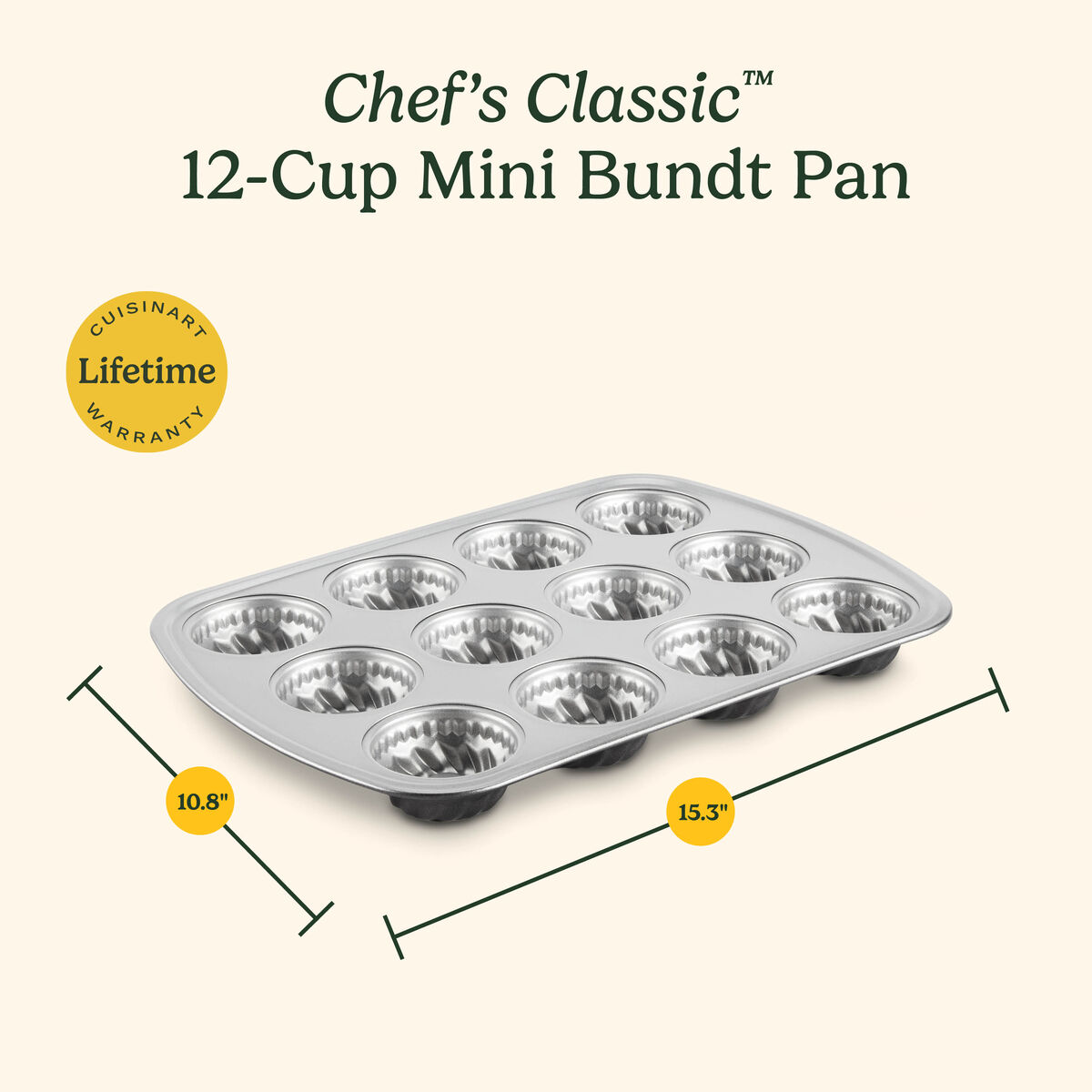 Chef's Classic&trade; Non-Stick 12-Cup Mini Fluted Cake Pan 5