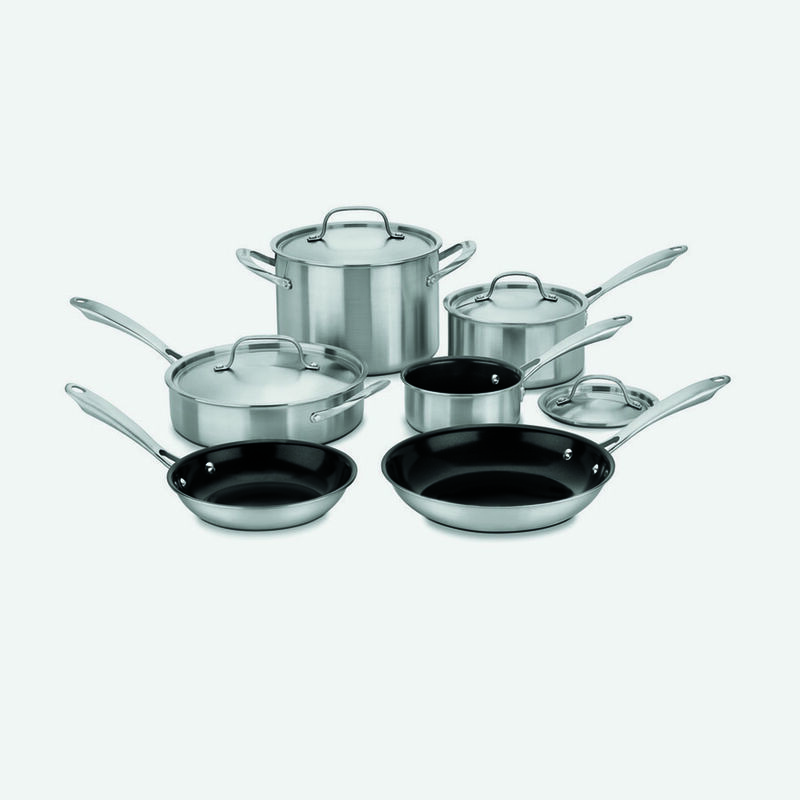 Discontinued GreenGourmet&reg; Tri-ply Stainless Steel 10 Piece Set