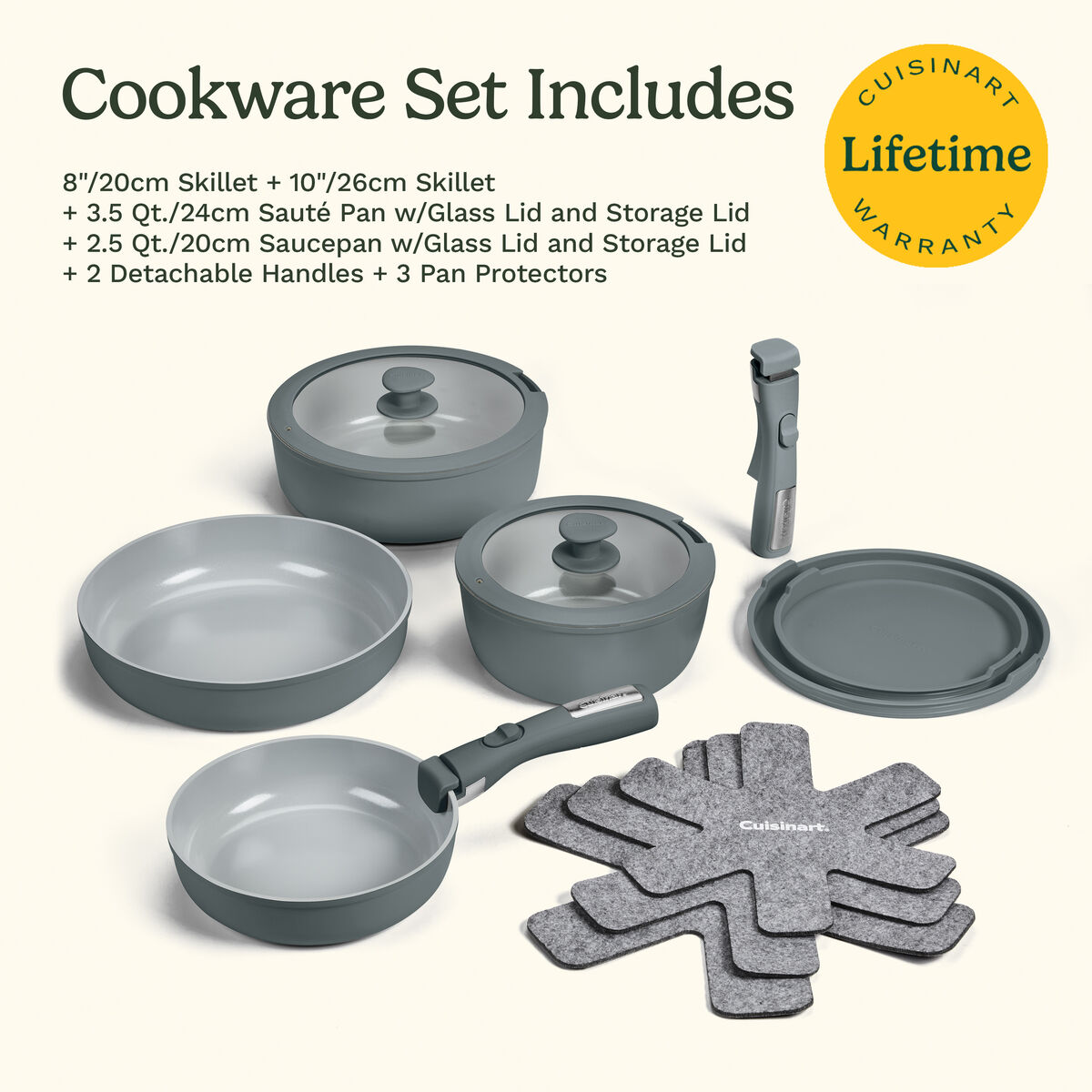 ClickSmart&trade; Nonstick Detachable Handle Cookware