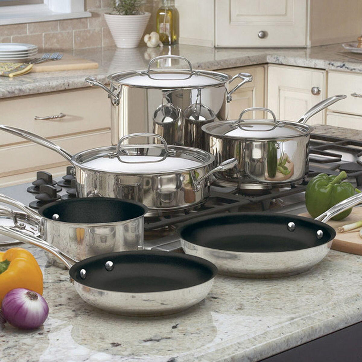Discontinued Chef's Classic&trade; Nonstick Stainless 10 Piece Set 1
