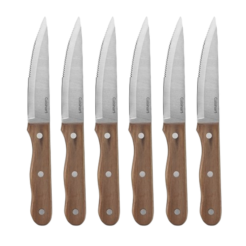 6 Piece Triple Rivet Walnut Steak Knife Set