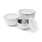 Discontinued Cuisinart Set of Three White Painted Mixing Bowls with Lids 1