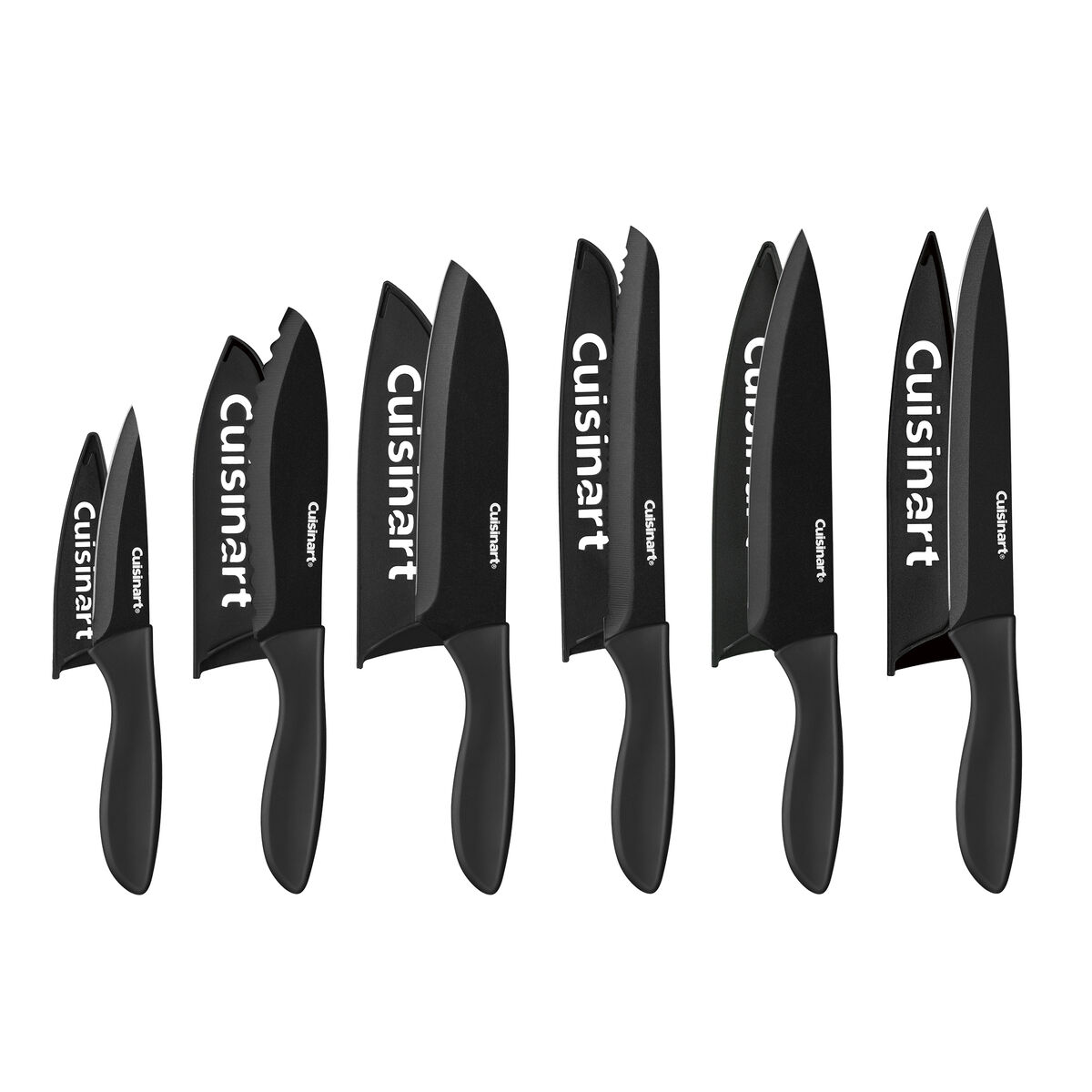 Discontinued 12 Piece Soft Grip Black Metallic Coated Knife Set with Blade Guards