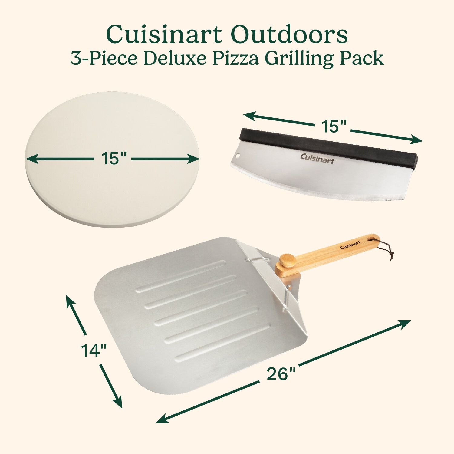 3 Piece Deluxe Pizza Grilling Pack - Cuisinart