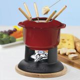 Discontinued 12 Piece Red Enamel Cast Iron Fondue Set 1