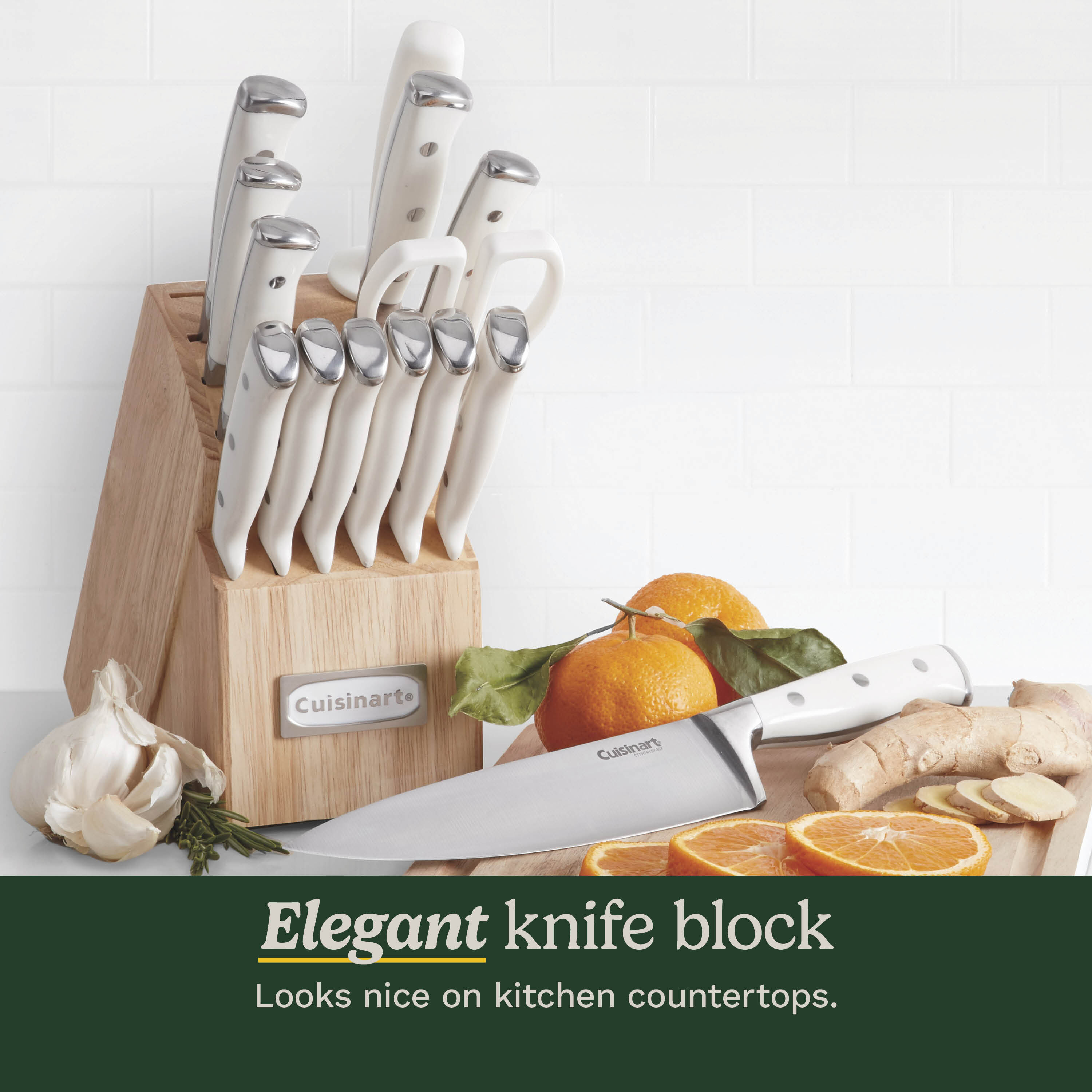15pc Triple Rivet Knife Block Set (White) - Cuisinart