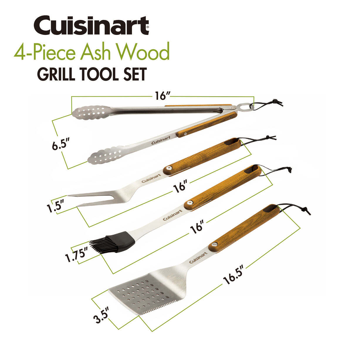 4 Piece Ash Wood Grill Tool Set 3