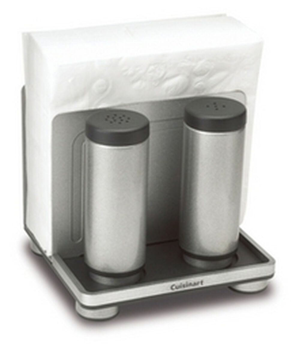 Discontinued Stainless Steel Napkin Holder and Shaker Set 1