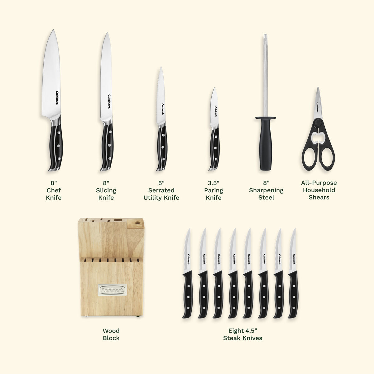 Nitrogen 15 Piece Cutlery Knife Block Set 6