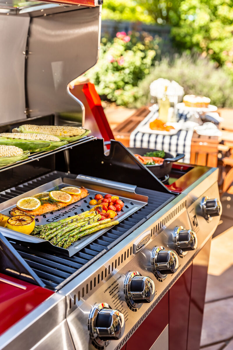 11.5" X 15" Stainless Steel Grill Topper - With Raised Handles 10