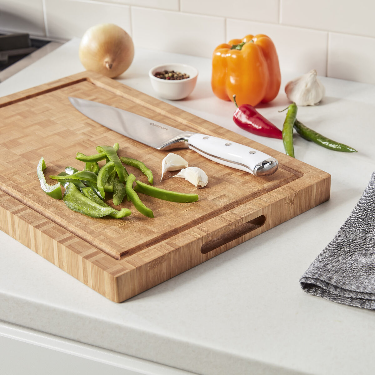 17" Reversible End Grain Bamboo Cutting Board