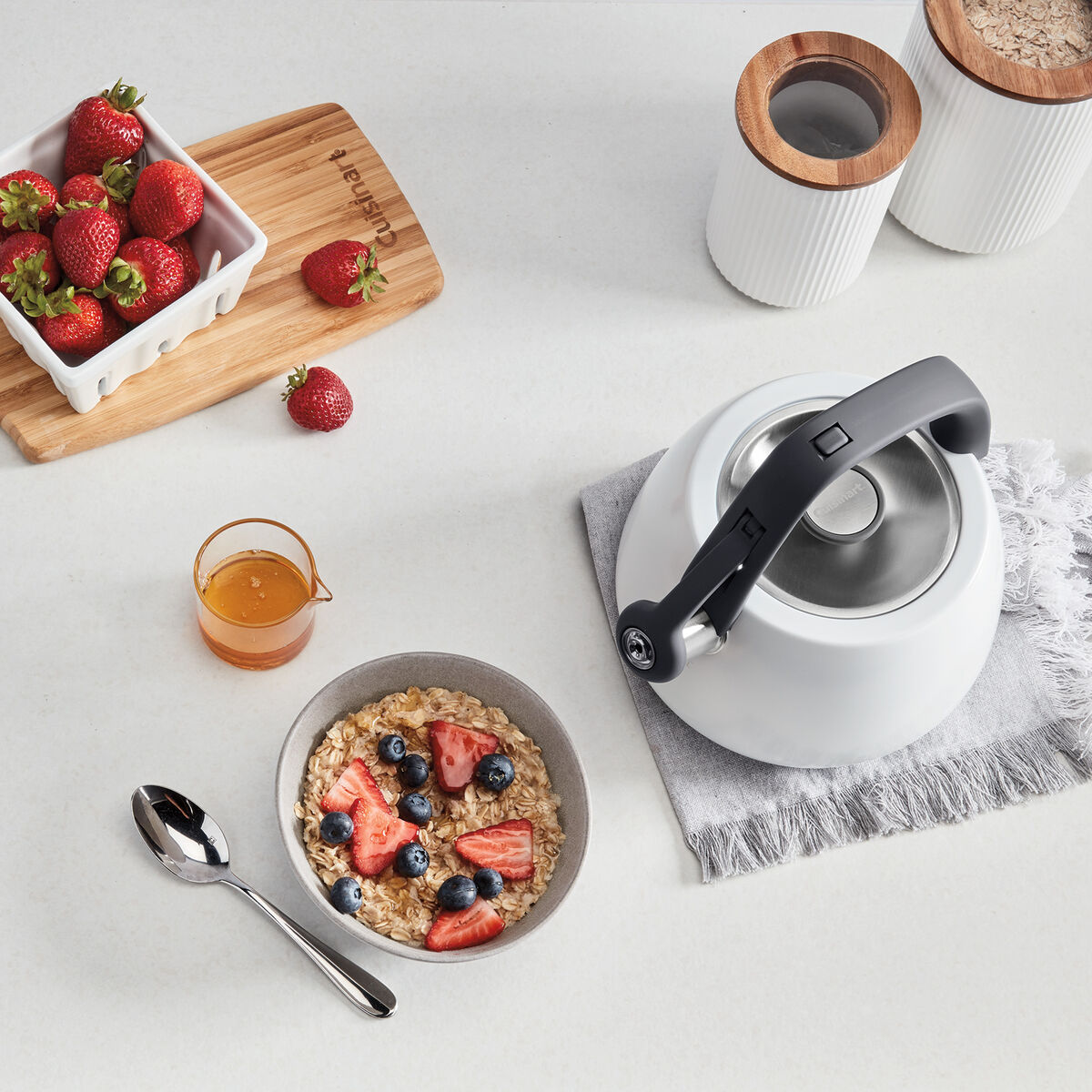 2 Qt. Matte White Stainless Steel Tea Kettle