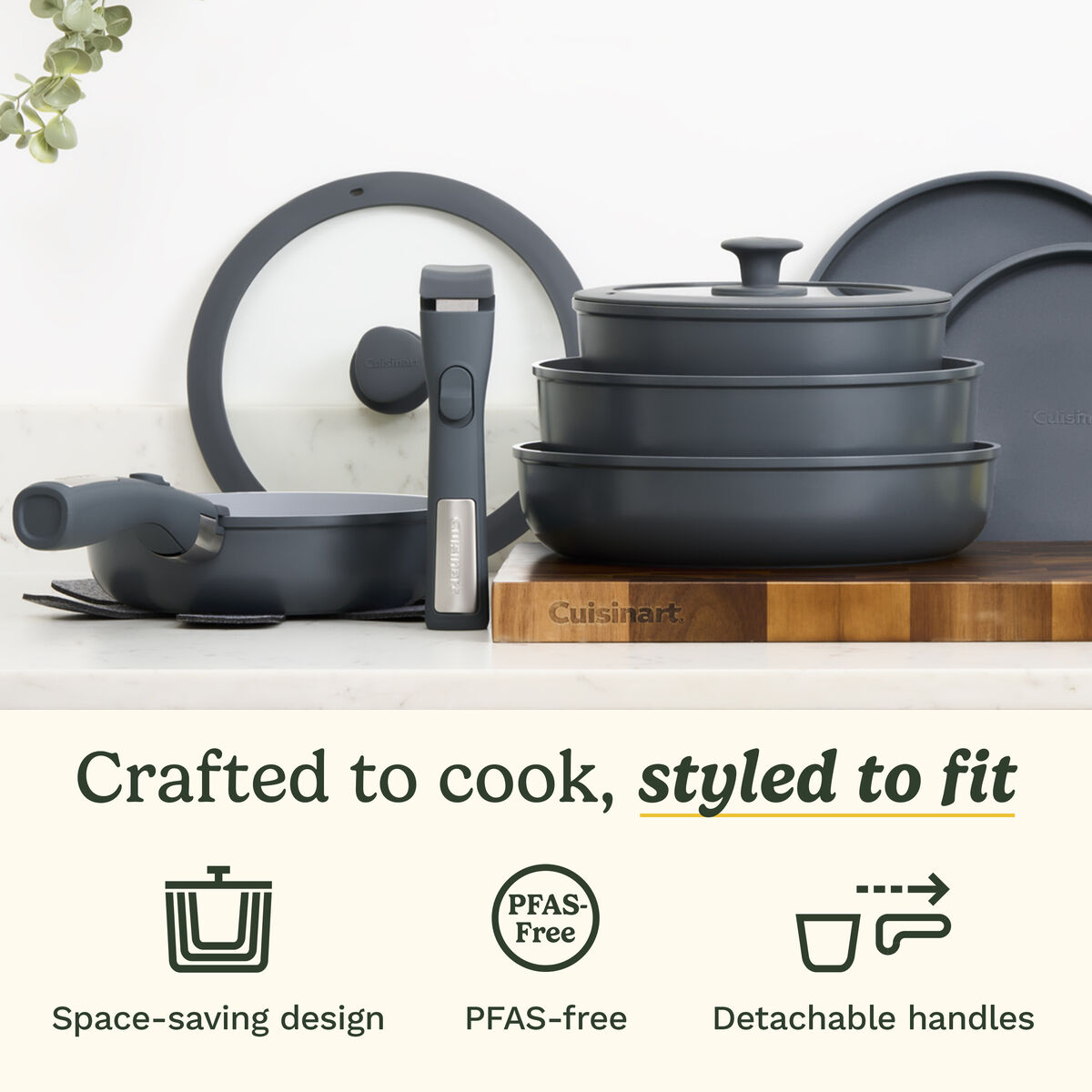 ClickSmart&trade; Nonstick Detachable Handle Cookware