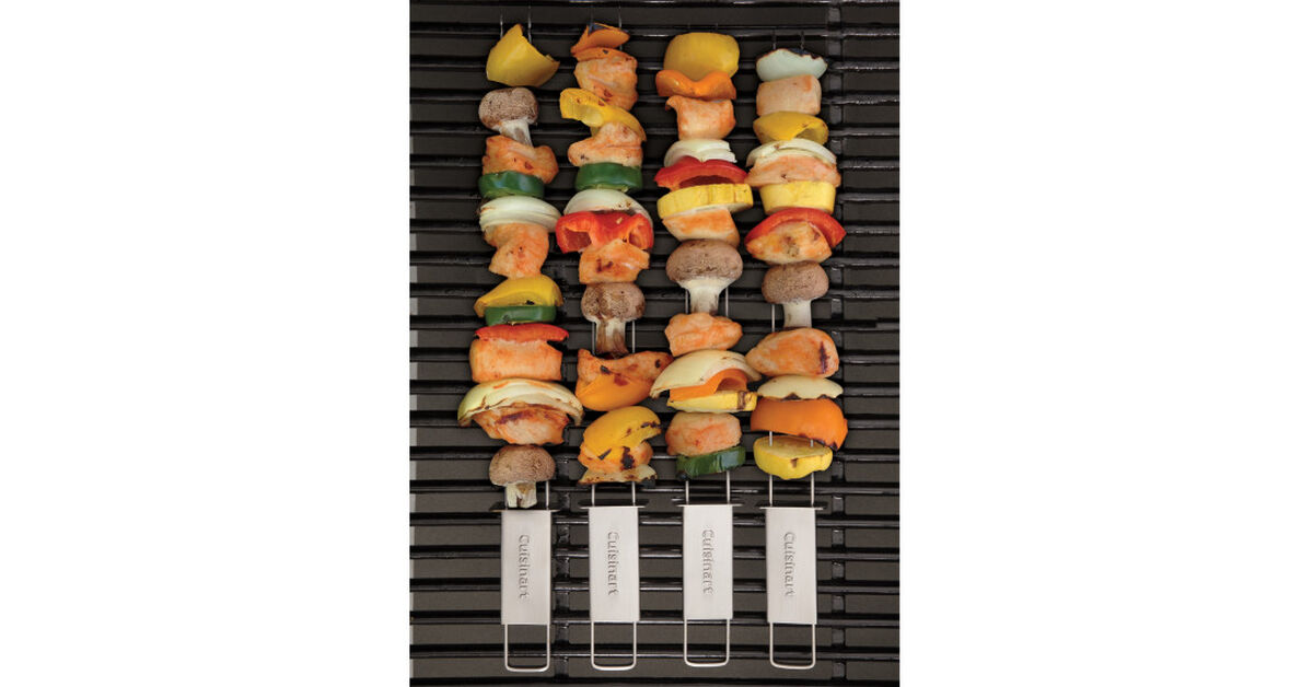 4 Pack Sliding Skewer Set - Built-in Slider Easily Removes Cooked Food 4