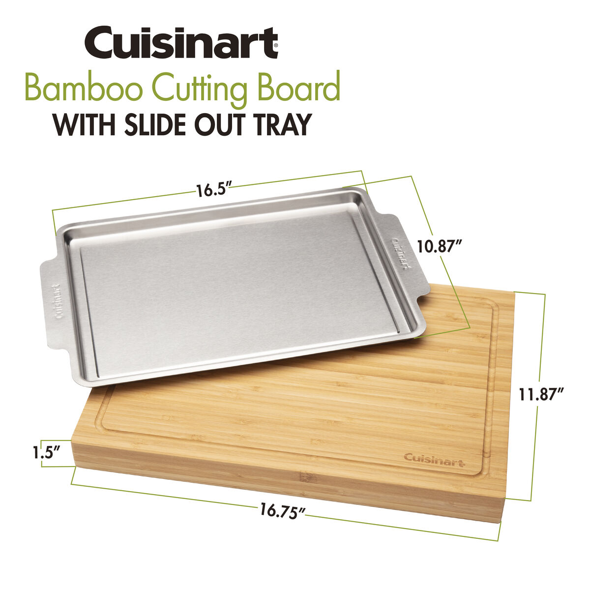 Bamboo Cutting Board with Slide Out Tray 7