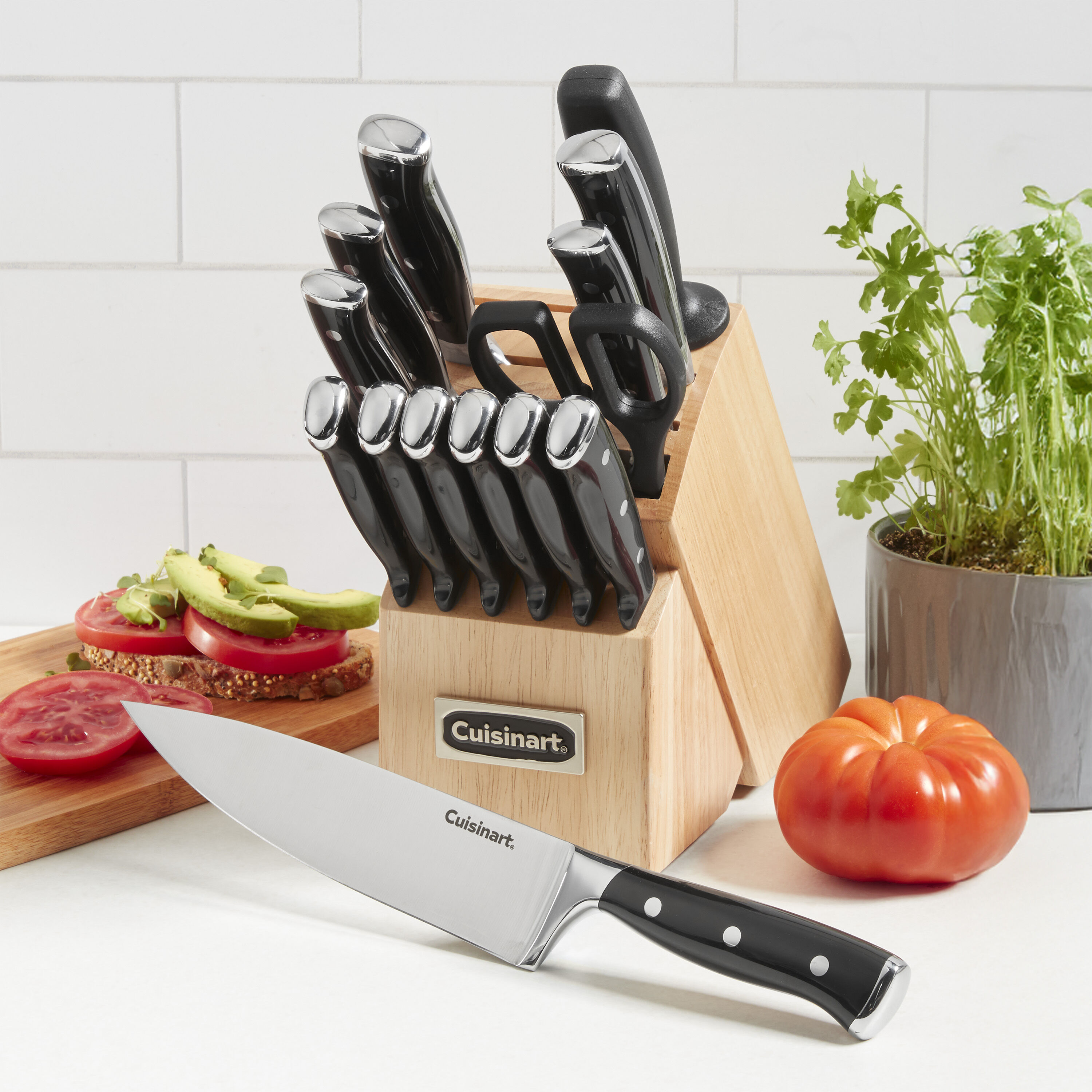 Triple Rivet 15-Piece Cutlery Set With Block (Black) - Cuisinart