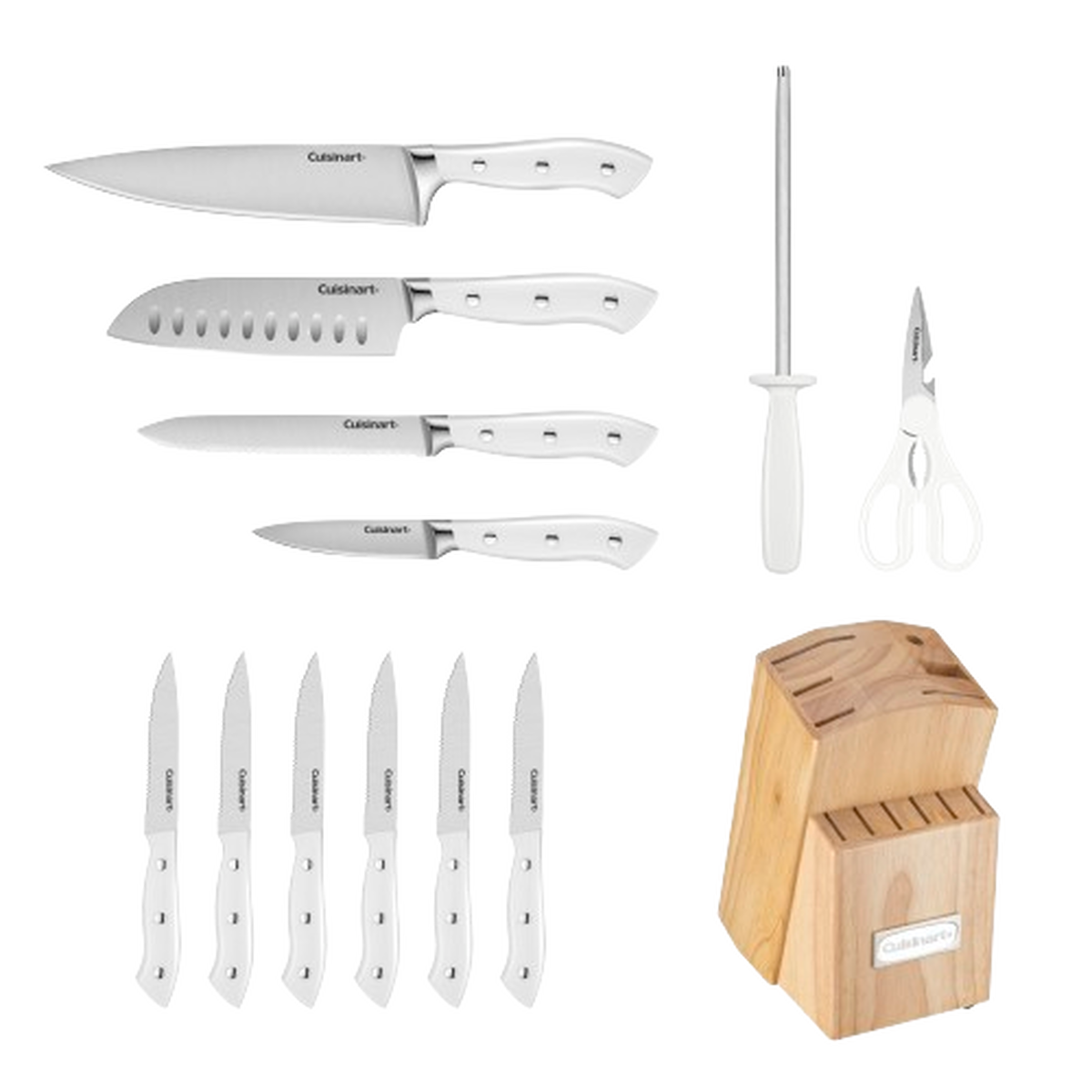 Discontinued 13pc White Triple Rivet Knife Block Set - Cuisinart