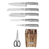 Discontinued 7pc Stainless Steel Prep Set in Acacia Wood Block 4